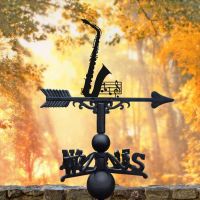 Cast Iron & Steel Weathervane with Sax Topper