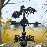 Black Weathervane with Fire Breathing Dragon 
