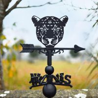 Leopard Head Weathervane in Black 