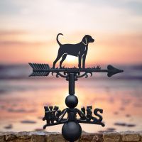 Black & Tan Coonhound Dog Weathervane with Sunset 