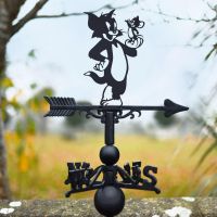 Black Weathervane with Cat & Mouse Design 