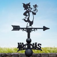Cat and Mouse Weathervane in Black 