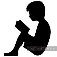 Metal Boy Reading Silhouette