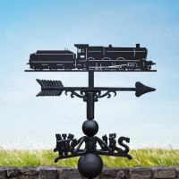 Black Weathervane with English Hall Class Steam Train Design Black Weathervane with English Hall Class Steam Train Design
