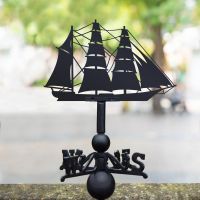 Black Barque Sailing Ship Weathervane 