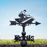 Black Weathervane with Roofer Design 
