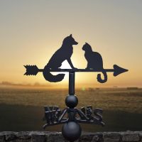Black Weathervane with Fox & Cat 