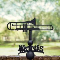 Black Weathervane with Trombone Design  Black Weathervane with Trombone Design