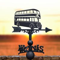 Black Old Birmingham Bus Weathervane on sunset background