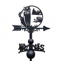 Stalking Cat in Alpine Trees Weathervane Created From Cast Iron Stalking Cat in Alpine Trees Weathervane Created From Cast Iron