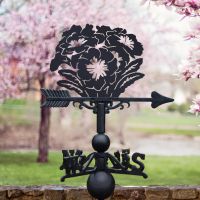 Cast Iron and Steel Weathervane with Primrose Motif Cast Iron and Steel Weathervane with Primrose Motif