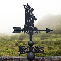 Cast Iron and Steel Weathervane with Scottish Terrier Motif Cast Iron and Steel Weathervane with Scottish Terrier Motif