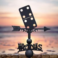 Cast Iron and Steel Weathervane with Double Four Domino Motif Cast Iron and Steel Weathervane with Double Four Domino Motif