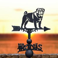 Cast Iron and Steel Weathervane with Pug Motif Cast Iron and Steel Weathervane with Pug Motif