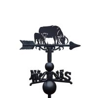 English Longhorn Cow & Calf Weathervane on White Background