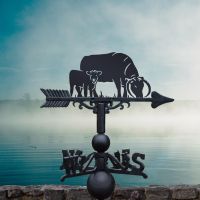English Longhorn Cow & Calf Weathervane in Location