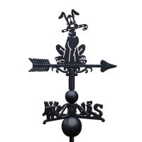 Cartoon Dog with Candy Cane Weathervane on White Background Cartoon Dog with Candy Cane Weathervane on White Background