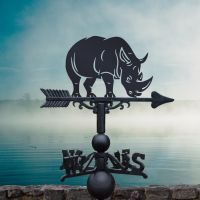 Cast Iron & Steel Weathervane with Rhino Topper Cast Iron & Steel Weathervane with Rhino Topper