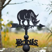 Cast Iron & Steel Weathervane with Rhino Motif Cast Iron & Steel Weathervane with Rhino Motif