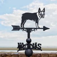 Cast Iron & Steel Weathervane with Boston Terrier Topper