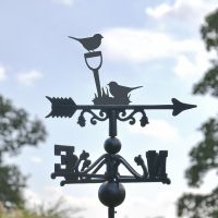 Pair of Robins Free Standing Weathervane Created From Iron Pair of Robins Free Standing Weathervane Created From Iron