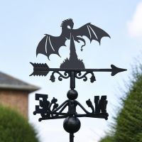 Fire Breathing Dragon Free Standing Weathervane Created From Iron