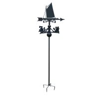 Norfolk Wherry Sail Boat Free Standing Weathervane on White Background Norfolk Wherry Sail Boat Free Standing Weathervane on White Background