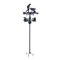 Wheelbarrow Gardener Free Standing Weathervane on White Background