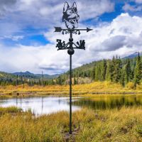 German Shepherd Face Free Standing Weathervane in Situ German Shepherd Face Free Standing Weathervane in Situ
