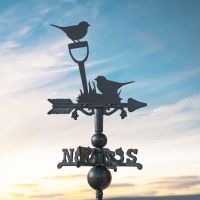 Pair of Robins on Miniature Weathervane at Dusk Pair of Robins on Miniature Weathervane at Dusk