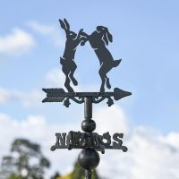 Boxing Hares Miniature Weathervane in Use Outdoors