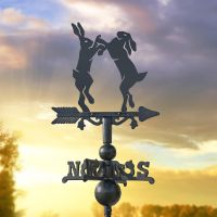 Boxing Hares Miniature Weathervane in Situ