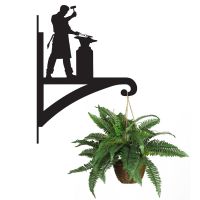 Blacksmith Hanging Basket Bracket Holding a Plant Blacksmith Hanging Basket Bracket Holding a Plant