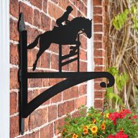 Showjumping Horse Hanging Basket Bracket on a Brick Wall
