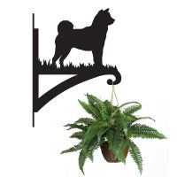 Akita Dog Hanging Basket Bracket Holding a Plant