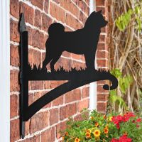 Akita Dog Hanging Basket Bracket in Situ on a Brick Wall