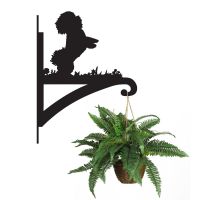 Bichon Frise Dog Hanging Basket Bracket Holding a Plant
