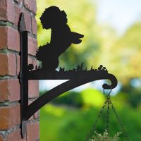 Bichon Frise Dog Hanging Basket Bracket in Garden