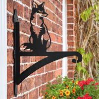 Sitting Fox Hanging Basket Bracket on Wall 