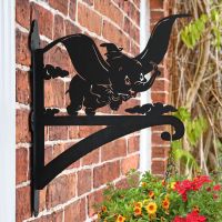 Flying Elephant Hanging Basket Bracket in Situ on a Brick Wall