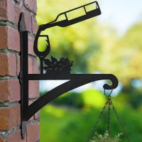 Wine & Glass Hanging Basket Bracket in Garden