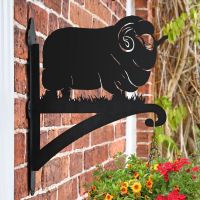 Merino Sheep Hanging Basket Bracket in Situ on a Brick Wall Merino Sheep Hanging Basket Bracket in Situ on a Brick Wall