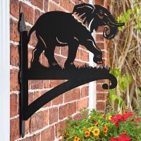 Elephant Hanging Basket Bracket in Situ on a Brick Wall
