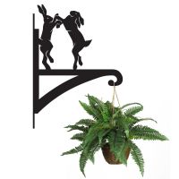 Boxing Hares Hanging Basket Bracket Holding a Plant
