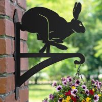Running Hare Hanging Basket Bracket on a Brick Wall in the Garden