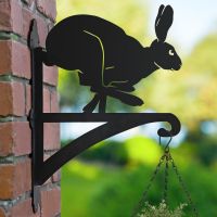 Running Hare Hanging Basket Bracket in Garden Setting 