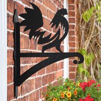 Farm Yard Rooster Hanging Basket Bracket on Brick Wall 