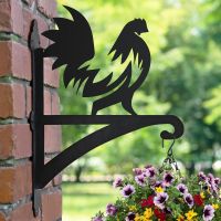 Farm Yard Rooster Hanging Basket Bracket Mounted onto a Brick Wall 