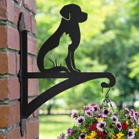 Cat & Dog Hanging Basket Bracket in Garden 