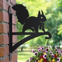 Red Squirrel Bracket on Garden Shovel Hanging Basket Bracket in Situ